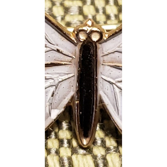 Vtg Unsigned Butterfly In Flight Metal Pin In White, Black, Gold Color Accents - Picture 8 of 9